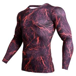 Haut de compression pour homme à manches longues en Spandex imprimé par sublimation, séchage rapide, pour BJJ, sport, course à pied, sous-vêtement technique, anti-UV - Product Image 5