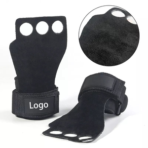 ที่จับยกน้ำหนักหนังสีแดงแบบมีตะขอและสายรัดแบบ Hook & Loop สำหรับทุกเพศ ใช้สำหรับฝึกความแข็งแรง ป้องกันการลื่นไถล พร้อมสายรัดข้อมือ - Product Image 4