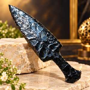 Daga de Obsidiana Negra Hecha a Mano de 10 Pulgadas |   Cuchillo de Cristal Antiguo, Decorativo, Coleccionable y Regalo Espiritual - Product Image 2