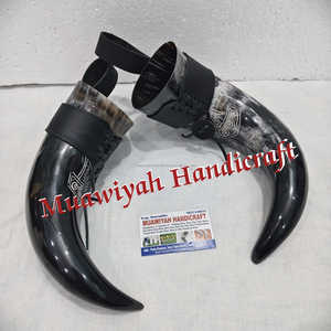 Cuerno de Buey de la Mejor Calidad, Pulido, Estilo Antiguo, con Soporte de Cuero para Decoración de Fiestas Vikingas, con Tamaño y Logotipo Personalizables - Product Image 2