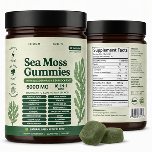 Suplemento Vegano de Marca Privada, Gomitas de Musgo Marino, Suministro al por Mayor, Musgo Marino Irlandés con Raíz de Bardana y Alga Marina - Product Image 1