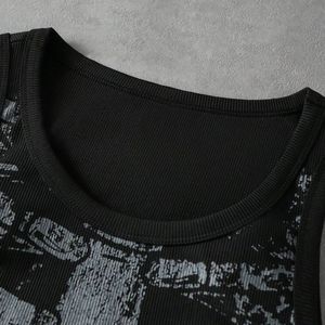 Camiseta sin mangas personalizada para hombre con estampado de esqueleto acanalado, cuello redondo, chaleco de algodón, OEM ODM, ropa de moda al por mayor - Product Image 5