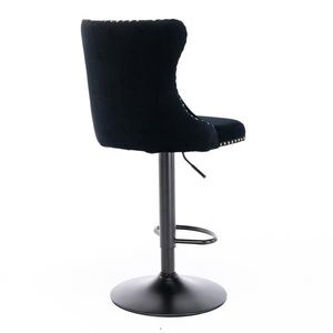 Modern Upholstered Bar <b>Stools</b> with Swivel Velvet Seat <b>Adjustable</b> 25 33 Inch Height 17.7 Inch Base Furniture - Product Image 6