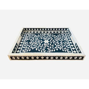 Plateau de service carré en bois de couleur verte pour la maison, les hôtels et les restaurants, pour servir des aliments, des collations et des boissons, lot de 3 - Product Image 6