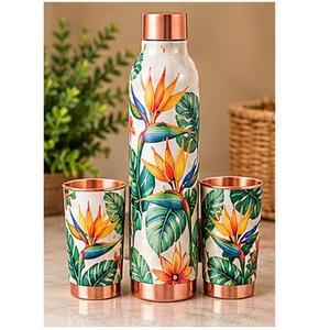 Juego de Botella y Taza de Agua Ecológicas de Cobre Oriental con Diseño de Grulla para Uso en Exteriores, Vajilla Portátil de Viaje - Product Image 4