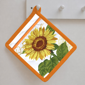 ที่จับหม้อผ้าฝ้ายพิมพ์ลาย 100% ทนความร้อน พร้อมช่องใส่ของ เป็นมิตรกับสิ่งแวดล้อม ใช้กับเครื่องล้างจานได้ ที่จับหม้อทันสมัยสำหรับหม้อและกระทะร้อน - Product Image 1