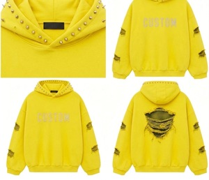 Découvrez le sweat-shirt surdimensionné en coton lourd 100% personnalisé avec strass, style punk, streetwear, logo personnalisé IMPEX Premium. - Product Image 3