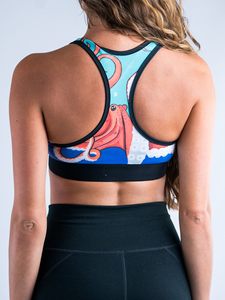 Sujetador deportivo Crossback con estampado de pulpo y diseño de espalda abierta para mujer - Product Image 1