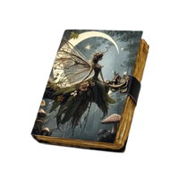 Livre Grimoire Classique en Cuir Imprimé Fait Main, Journal Occulte Vintage pour la Lecture des Sortilèges et la Magie des Ombres