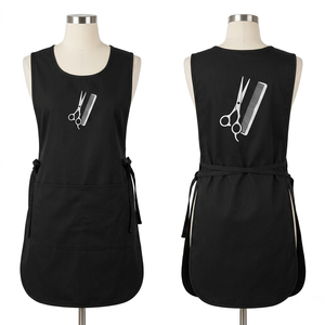 Chaqueta de Barbero para Mujer, 240 GSM, Poliéster Premium, Negra, Sin Mangas, Estilo Delantal, Logotipo Personalizado por Transferencia Térmica, Ropa de Trabajo - Product Image 1