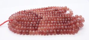 ลูกปัดควอตซ์สตรอเบอร์รี่ธรรมชาติ AAA ทรงรอนเดลล์ ขนาด 11-13 มม. ลูกปัดพลอยควอตซ์สตรอเบอร์รี่ขัดเรียบ สำหรับทำเครื่องประดับ - Product Image 3