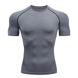 Wholesale <b>Men's</b> Slim-Fit Quick Dry <b>Compression</b> T-<b>Shirt</b> Anti-Pilling Spandex/Polyester Material for Fitness Jogging Running - Product Image 5