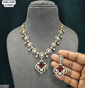Elegant Pear Cut <b>Ruby</b> Drop Pendant Gold Plated <b>Necklace</b> Earrings Set Round Brilliant Cut Bezel Setting Bridal Jewelry Set - Product Image 1