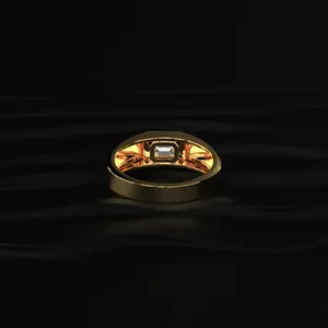 Anillo Solitario de Diamante Cultivado en Laboratorio con Corte Esmeralda para Hombre, Claridad VVS-VS, Certificado IGI, 1.0CT, Chapado en Oro, Joyería Fina, Diseño de Lujo - Product Image 3