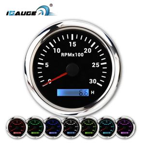 Nouveau tachymètre-compteur horaire 80 mm 12 V 24 V 0-3000 tr/min avec rétroéclairage LED 7 couleurs, cadran noir et bord chromé en acier inoxydable 316 pour voiture - Product Image 1