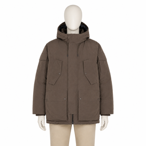 Veste parka d'hiver pour homme, épaisse, coupe-vent, à capuche, rembourrée, tactique, multi-poches, imperméable, vêtements d'extérieur - Product Image 1