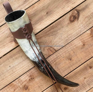 Taureau poli buvant la corne Tankard artisanat naturel pour les festivals appréciant la bière vin thé café ou lait - Product Image 2