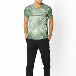Camiseta Verde Estampada para Hombre, Corte Ajustado, Cuello Redondo, Manga Corta, Algodón, Fabricación en Masa, Ropa Masculina - Product Image 3