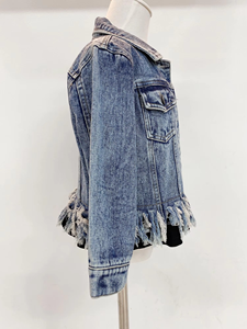 Chaqueta Vaquera Desgarrada con Flecos para Niñas Pequeñas, Estilo RTS, Gran Venta - Product Image 2