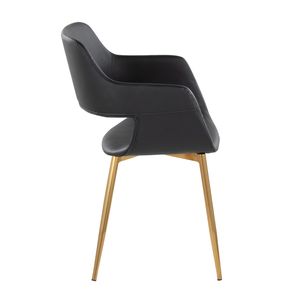 Juego de 2 Sillas de Comedor/Accesorio Margarite, Metal Dorado y Cuero Sintético Negro, Diseño Contemporáneo y Elegante - Product Image 3
