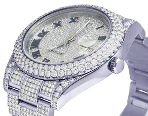 La mejor oferta VVS Moissanite Diamond Roman Dial Acero inoxidable Automático Iced Out Hip Hop Reloj Lujo Hombres Moda Al precio más bajo - Product Image 3