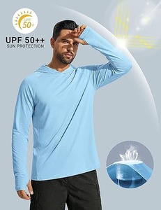 Fishing Shirt for Men UPF 50 Printed <b>Light</b> <b>Blue</b> <b>Long</b> <b>Sleeve</b> Breathable Spandex/Polyester 180g - Product Image 3