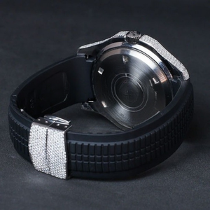 Reloj de Cuarzo Cuadrado con Incrustaciones de Moissanita al por Mayor |   Reloj VVS Skeleton de Diseño Presidencial de Lujo con Esfera de Cristal y Correa de Oro Amarillo - Product Image 4