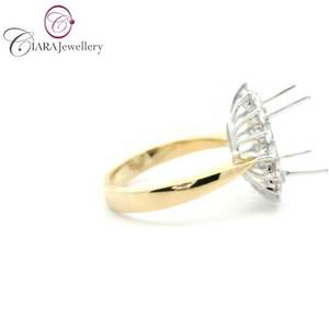 แหวนเพชรธรรมชาติ18K AU750สีขาว/สีเหลืองทองสองโทนสีขนาด12X9มม. แหวนหมั้นแต่งงานสไตล์คลาสสิก - Product Image 4