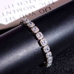 Luxury 925 Sterling <b>Silver</b> Brilliant Cut Moissanite Hip Hop Tennis Iced Rhodium Plated <b>Bracelet</b> Lab Diamond Halo Women Men Fine - Product Image 6