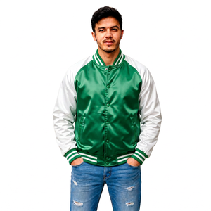 Blouson universitaire personnalisé en satin avec bordure rayée, style Letterman, streetwear, vente en gros, marque privée, usine de vêtements OEM - Product Image 2