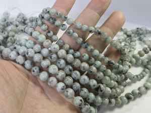 Cuentas de piedra natural de jaspe verde sésamo, lisas y redondas, para la fabricación de joyería DIY. - Product Image 4