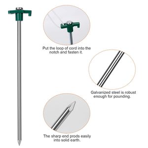 Set di 20 Picchetti per Tenda Resistenti da 25 cm con Corde in Nylon da 2,95 m e Martello per Tende Pop-up - Product Image 2