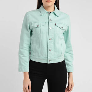 Veste en jean classique boutonnée coupe ample décontractée élégante écologique personnalisable pour l'automne/hiver couleur bonbon - Product Image 1