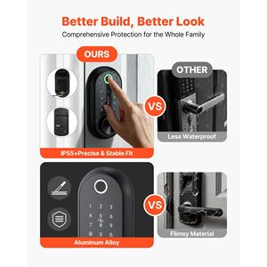 Set Serratura Elettronica Biometrica con Impronta Digitale, Ingresso Senza Chiave, Blocco Automatico, Maniglia Touchscreen per Porte in Legno, Funzione One-Time - Product Image 6