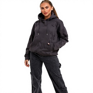 Sweat à capuche Pro Enterprises pour femme, hiver, épais, 100 % coton, anti-boulochage, avec logo brodé effet vieilli sur le devant, confortable - Product Image 3