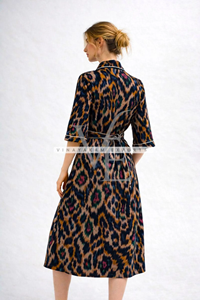 Exquisite Velvet Ikat Kimono Robe Summer Casual Multicolored Ikat Pattern Intricate Hand <b>Loomed</b> <b>Weave</b> Long Sleeve Breathable - Product Image 5