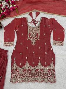 Nuevo Diseño Sharara Palazzo Salwar Kameez, Tela de Seda Gruesa con Lentejuelas de 5mm, Bordado, Secado Rápido, para Bodas y Eventos - Product Image 3