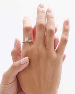 Diamond Engagement <b>Rings</b> Wholesale 14K Solid Gold <b>Emerald</b> Round Lab Grown Solitaire Bezel Set Micro Pave 2.2mm Band Fine Jewelry - Product Image 2