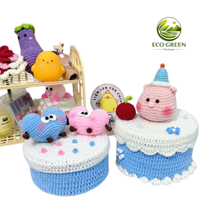 Yarn crochet cake container cute fruit topping ideal for kids play organizing <b>small</b> items and home decoration - Product Image 2