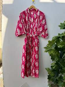 Kimono de algodón con estampado de león estilo bohemio, estampado a mano, para playa o descanso, elegante y cómodo. - Product Image 5