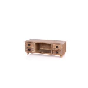 Coffre de rangement compact en bois à 4 tiroirs Solution multifonctionnelle à un niveau pour organiser de petits bijoux Mini boîte d'emballage - Product Image 1