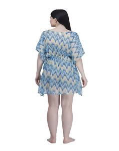 Summer Hot Selling 100% Poly-Chiffon Caftan New Drawstring Pattern Sun Protection Beach Cover-Up Swimsuit Bikini cover up kaftan - Product Image 3