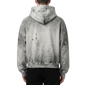 Sudadera con Capucha Extra Grande para Hombre, Lavada al Ácido, 100% Algodón, Estilo Desgastado, Efecto Desteñido por el Sol, Ropa Urbana - Product Image 3