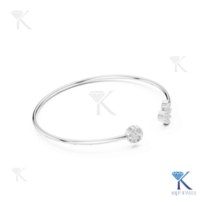 Asymmetric Lab Grown Diamond Crown Bangle 14K Solid Gold Fine Unisex Minimalist Open <b>Cuff</b> Jewelry Gift Manufacturer Wholesale - Product Image 4