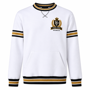 Sweat-shirt personnalisé blanc à col rond en polaire 200g pour l'hiver et l'automne, avec impression en relief de lettres grecques, vêtements de sororité, pull pour femme - Product Image 1