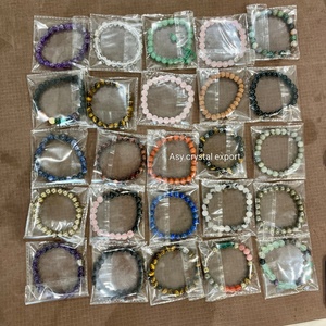 สร้อยข้อมือลูกปัดพลอยธรรมชาติคุณภาพดีที่สุด ขนาด 8 มม. สร้อยข้อมือคริสตัลยืดได้ สำหรับผู้ชาย ผู้หญิง เครื่องประดับหินบำบัด ขายส่ง - Product Image 3