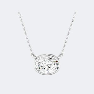 Collier solitaire ovale 7.00 CTW serti clos avec diamant de laboratoire, plaqué or 9 carats, certifié IGI, bijoux de luxe - Product Image 2