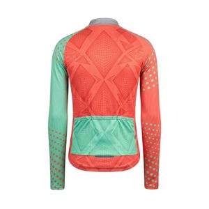 เสื้อปั่นจักรยานแขนยาวสีไม่สมมาตร สีมิ้นท์ คอรัล เกรย์ ชุดปั่นจักรยาน แห้งเร็ว ระบายความชื้น เสื้อแข่งจักรยาน - Product Image 2