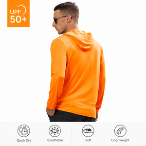 Sweat à capuche de pêche Performance Orange Néon |   Chemise de protection solaire à manches longues UPF 50+ avec logo personnalisé - Product Image 4