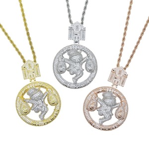 Collar con Colgante de Dos Tonos Chapado en Oro de 14k para Hombre, Estilo Hip Hop, con Significado de Dinero y Ganancias, Micro Pavé de Moissanita - Product Image 3